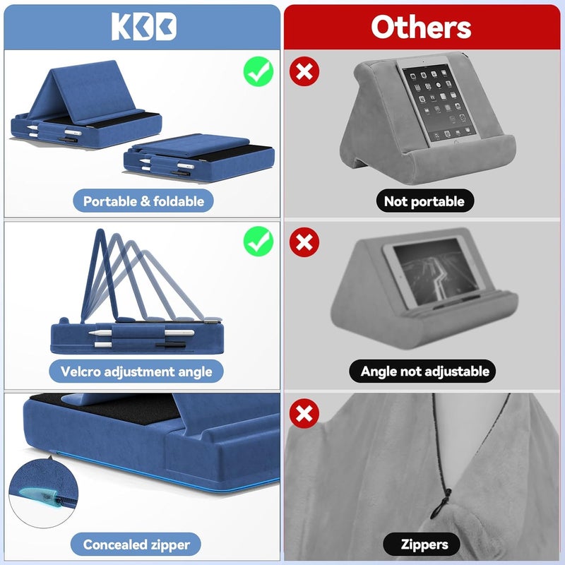 KDD Tablet Pillow Stand, Multi-Angle Viewing Ipad Holder for Lap, Bed and Desk, Foldable Soft Pad Dock with Stylus Mount Compatible with Ipad Pro 12.9, 10.5, 11, Air, Mini, Phones, Books, E-Reader - Image 5